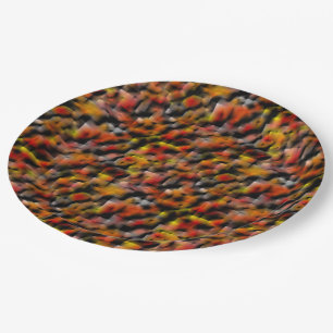 Mosaic with mix of red and carved gradient stains paper plate