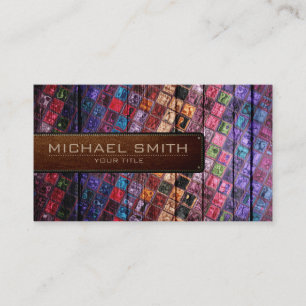 Mosaic Wooden Elegant Leather Look #14 Business Card