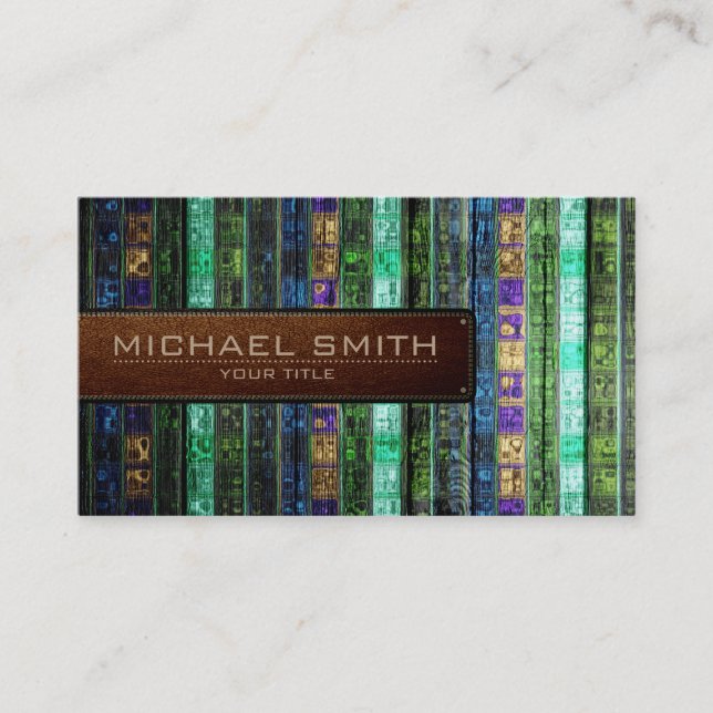 Mosaic Wooden Elegant Leather Look #17 Business Card (Front)