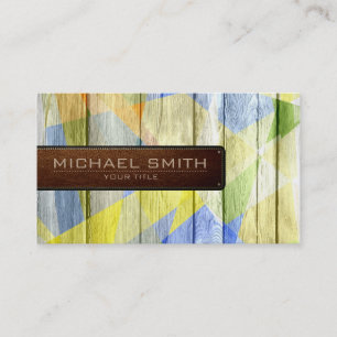 Mosaic Wooden Elegant Leather Look #20 Business Card