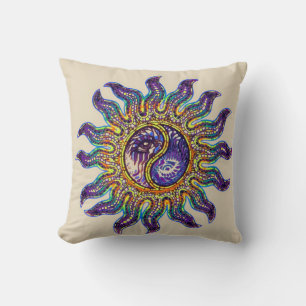 Mosaic Yin Yang Sun Throw Pillow