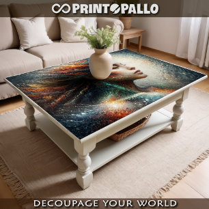 Mosaicked woman in pastel colours  tissue paper