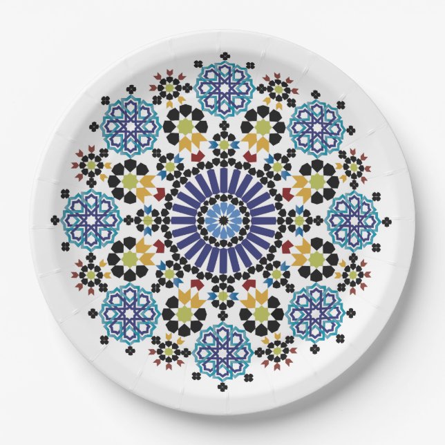 Mosaïque Marocain ! Zellige Marocain Paper Plate (Front)