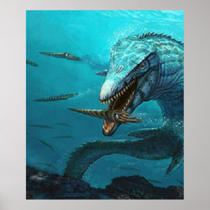 Mosasaurus hunting poster