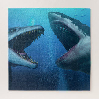 Mosasaurus versus megalodon jigsaw puzzle