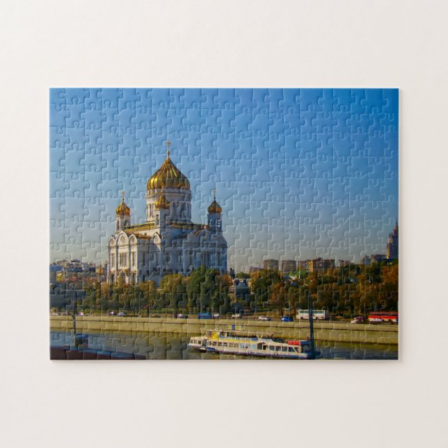 Moscow City Moskva River Cathedral Architecture Jigsaw Puzzle (Horizontal)