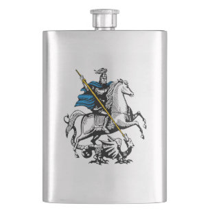 Moscow city Russia flag symbol saint george knight Hip Flask
