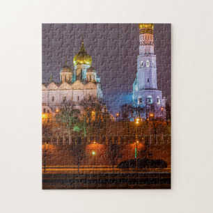 Moscow Kremlin cathedrals at night Jigsaw Puzzle