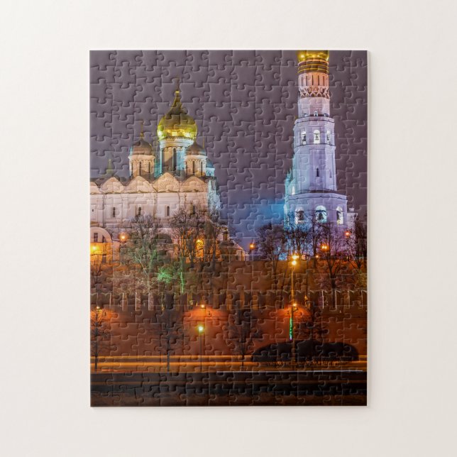 Moscow Kremlin cathedrals at night Jigsaw Puzzle (Vertical)