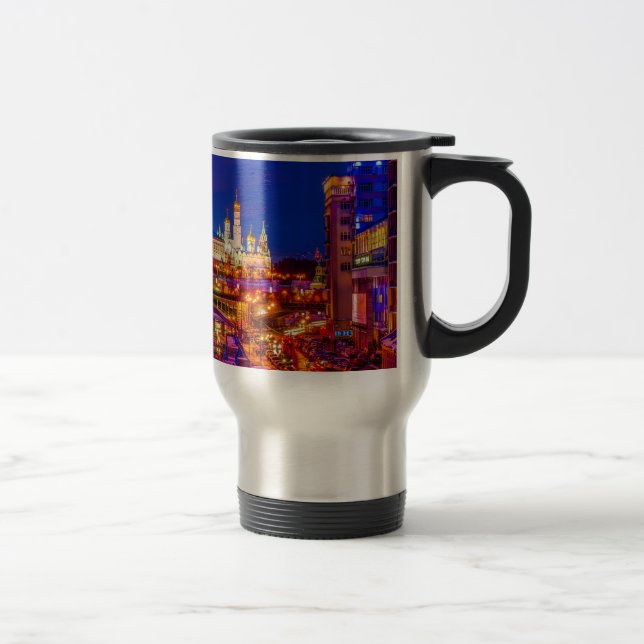 Moscow Kremlin In Winter Night Travel Mug (Right)