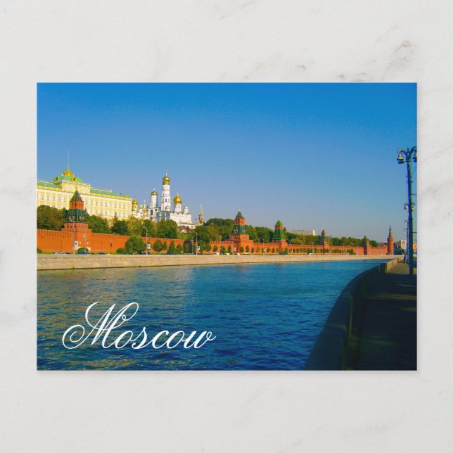 Moscow Kremlin Moskva River City Architecture Postcard (Front)