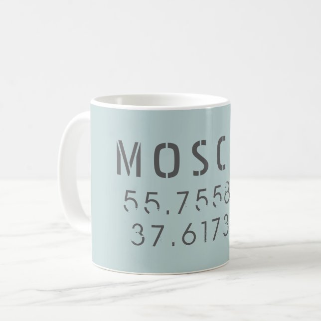 Moscow Longitude Latitude Coffee Mug (Front Left)