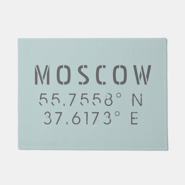 Moscow Longitude Latitude Doormat (Front)