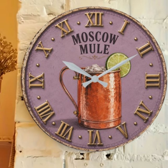 Moscow Mule Copper Mug Cocktail Bar Decor Large Clock (Creator Uploaded)