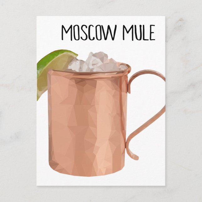 Moscow Mule Copper Mug Low Poly Geometric Design Postcard (Front)
