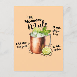 Moscow Mule Recipe Bar Art Postcard
