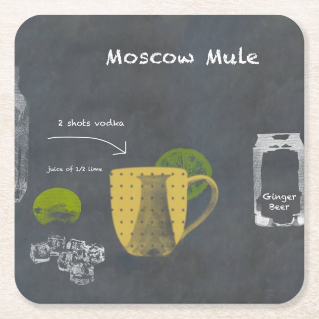 Moscow Mule Square Paper Coaster (Front)