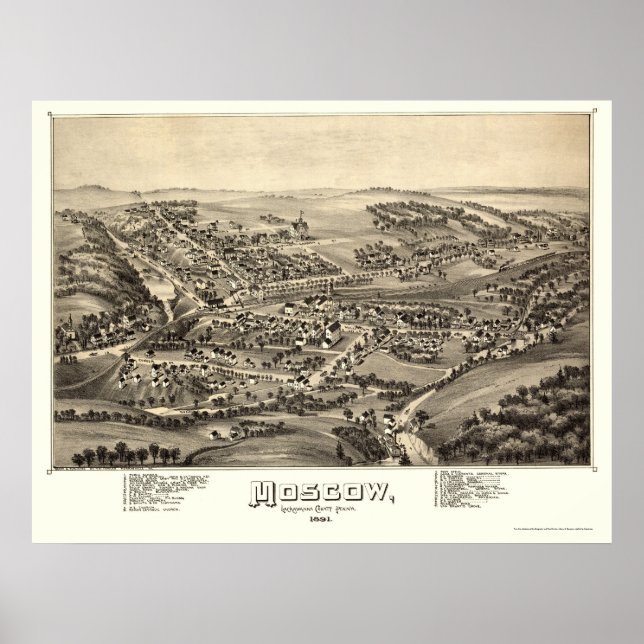 Moscow, PA Panoramic Map - 1891 Poster (Front)