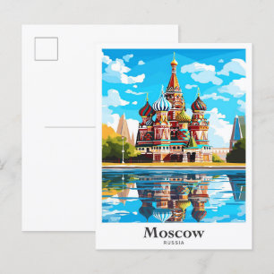 Moscow Russia Art Travel Potrait Illustration Postcard