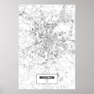 Moscow, Russia (black on white) Poster