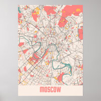 Moscow - Russia Chalk City Map