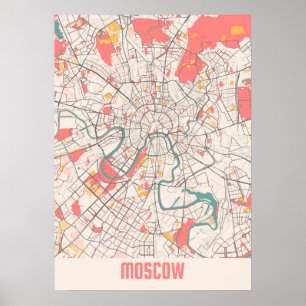 Moscow - Russia Chalk City Map Poster
