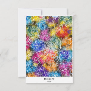 Moscow Russia City Map Thank You Card