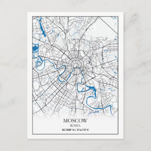 Moscow Russia City Map Travel Simple Poster Postcard