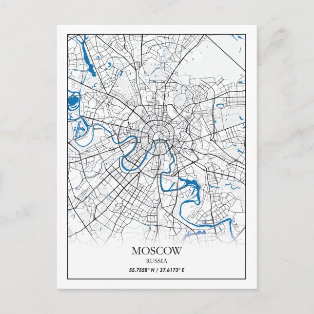 Moscow Russia City Map Travel Simple Poster Postcard (Front)