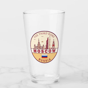Moscow Russia City Skyline Emblem Glass