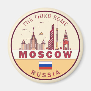 Moscow Russia City Skyline Emblem Magnet