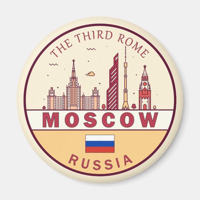 Moscow Russia City Skyline Emblem Magnet (Front)