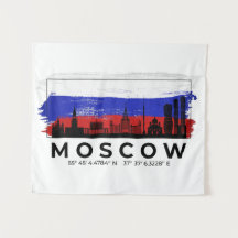 Moscow Russia Cityscape Brush Flag