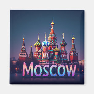🧲 Moscow Russia Journey Memory Neon effect Magnet