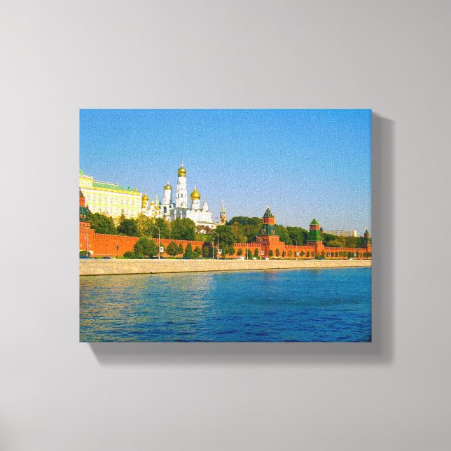 Moscow Russia Kremlin Architecture Moskva River Canvas Print (Front)