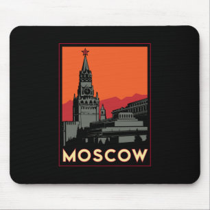 moscow russia kremlin art deco retro travel mouse mat