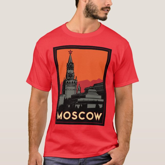 moscow russia kremlin art deco retro travel T-Shirt (Front)