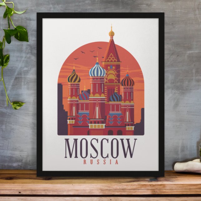 Moscow Russia Kremlin Skyline Poster (moscow russia skyline travel poster)