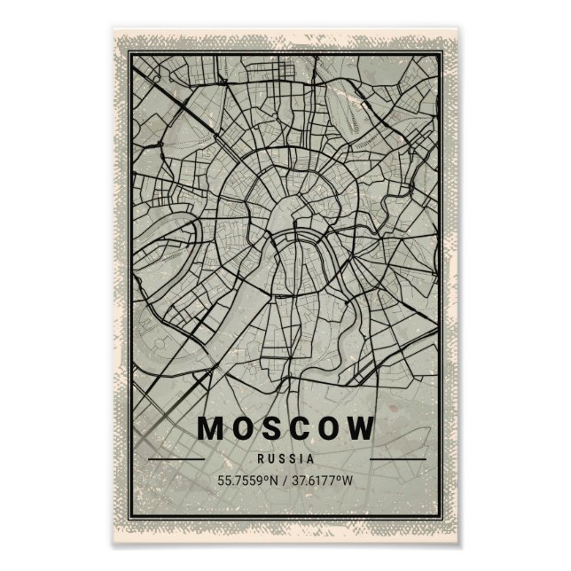 Moscow russia map print poster canvas (Front)