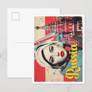 Moscow Russia Pop Art Travel Illustration Postcard