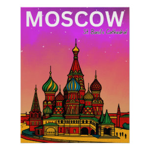 Moscow Russia St. Basil's Cathedral travel Poster