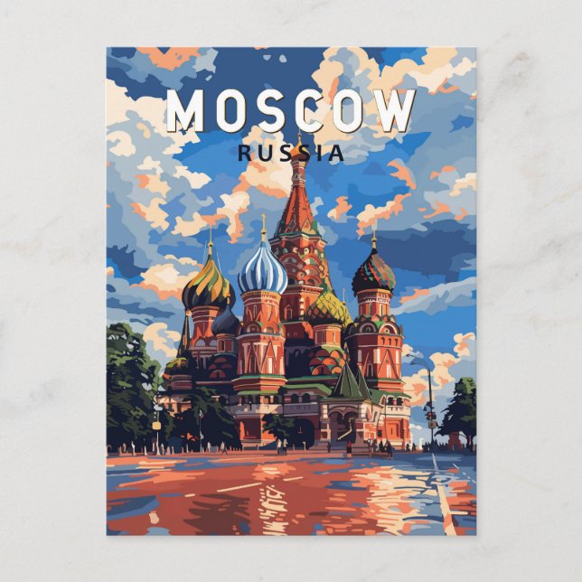 Moscow Russia Travel Art Vintage Postcard (Front)