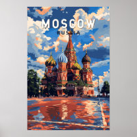 Moscow Russia Travel Art Vintage