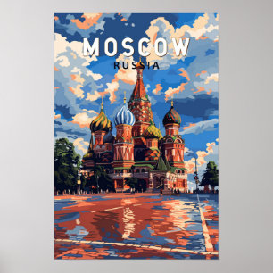 Moscow Russia Travel Art Vintage Poster