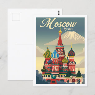 Moscow Russia Vintage Famous Travel Place Postcard