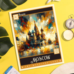 Moscow, Russia Vintage Painting Postcard