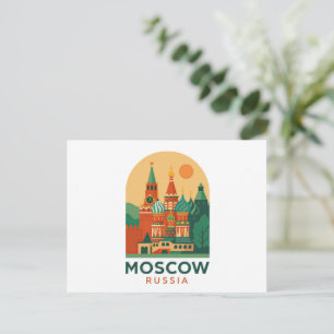 Moscow Russia Vintage Travel Art Retro Postcard