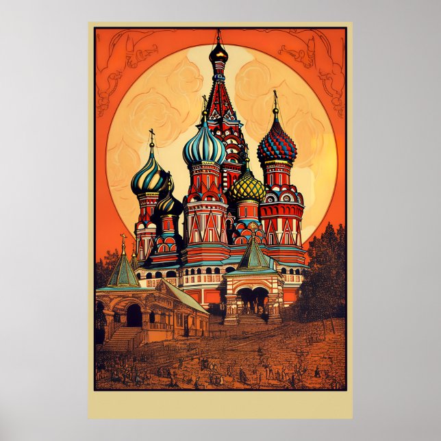 Moscow, Russia Vintage Travel Poster (Front)