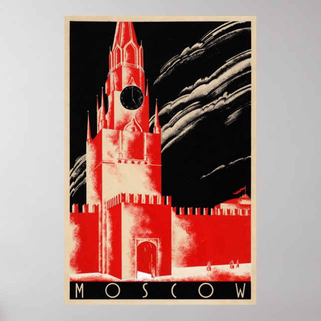Moscow Russia Vintage Travel Poster Restored (Front)
