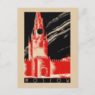 Moscow Russia Vintage Travel Poster Restored Postcard